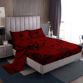 Black Red Spider Bed Sheet Queen Size Boho Paisley Sheets Sets Adults Bedroom Decor Bat Pattern Microfiber Bedding Set with Flat,Fitted Sheet,2 Pillow Cases