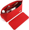 Doxo Purse Organizer Insert for Handbags & Base Shaper 2pc Set, Felt Neverfull GM Organizer Insert, Tote Bag Organizer with Zipper Pocket and Bottle Holder, Fit Neverfull GM and More, Red-XL