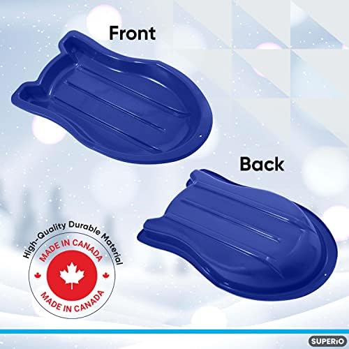 Superio Toboggan Snow Sled- 37” Plastic Slider for Kids and Adults- Heavy Duty Sled for 1 Rider with Pull Ropes for Downhill Sledding, Winter Outdoor Sports