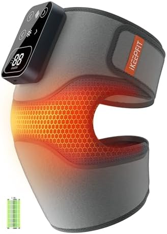 IKEEPFIT Cordless Knee Massager with Heat Vibration for Pain Relief, MAXwarm 4.0[2026 Upgraded] - Electric Heated Knee Brace with 5 Heat Levels and 3 Massage Mode, Gifts for Men Women (Grey, Single)