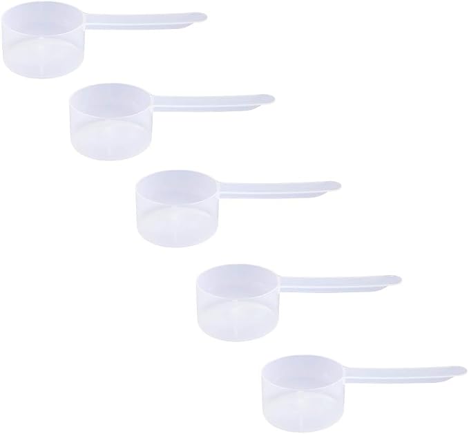 35cc Long Handle Measuring Scoop (2.5 Tablespoon / 1.25 oz / 35mL) - Heavy-Duty Plastic Spoon for Powders, Protein, Coffee, and Baking, 5-Pack