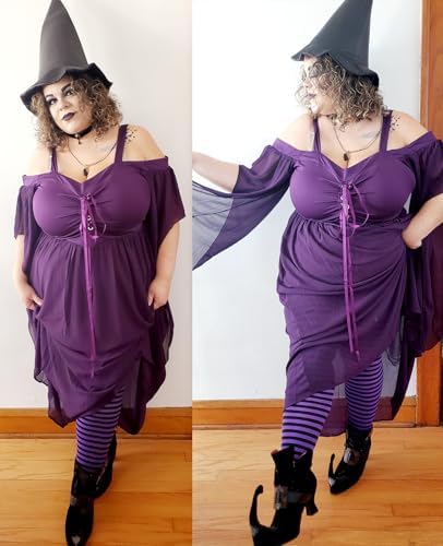 CHARMMA Women's Plus Size Butterfly Sleeve Gothic Halloween Dress