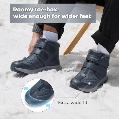 FitVille Mens Extra Wide Snow Boots Outdoor Mens Winter Wide Boots, Lightweight Wide Width Mens Winter Boots Waterproof Insulated V3