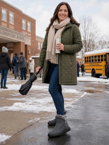 SHIBEVER Winter Snow Boots for Women: Waterproof Ankle Warm Fur Lined Boot
