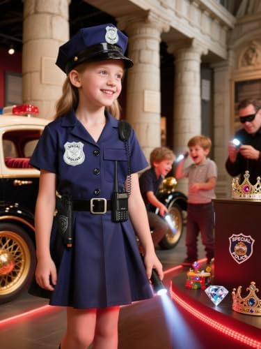 Doxrmuru Police Costume for Girls Police Outfit with Toy Gun,Cop Accessories