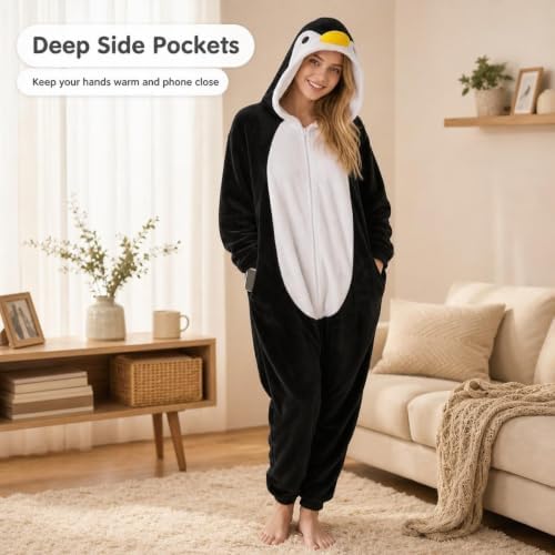 Snug Fit Unisex Adult Onesie Pajamas, Flannel Cosplay Animal One Piece Halloween Costume Sleepwear Homewear