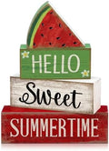 Moucuny 4 Pcs Summer Table Decor Watermelon Wooden Signs Farmhouse