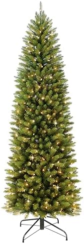 Puleo International 7.5ft Pre-Lit Fraser Fir Pencil Christmas Tree