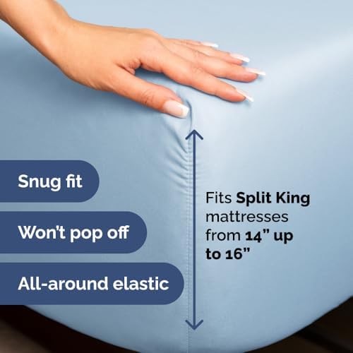 Flex Top Split Head King 4 Piece Sheet Set - Soft & Breathable - Light Blue