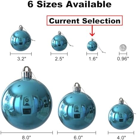 GameXcel Christmas Balls Ornaments for Xmas Tree - Shatterproof Christmas Tree Decorations Small Hanging Ball Sky Blue 1.6 inch x 36 Pack