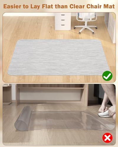 Blvornl Office Chair Mat for Hardwood Floor, 35.4"*47.2" Desk Computer Chair Mat for Hard Wood, Large Anti-Slip Hard Floor Protector, PVC Mat Desk Rug for Office and Home Silver Grey