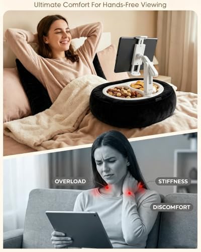 Miledi Tablet Pillow Stand for Bed with 360° Rotating Holder, Black