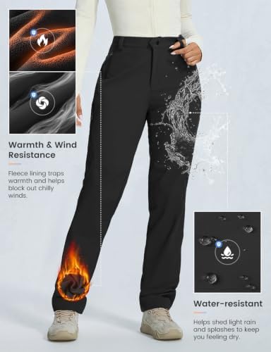 baleaf Women’s Winter Softshell Pants Fleece Lined Snow Pants