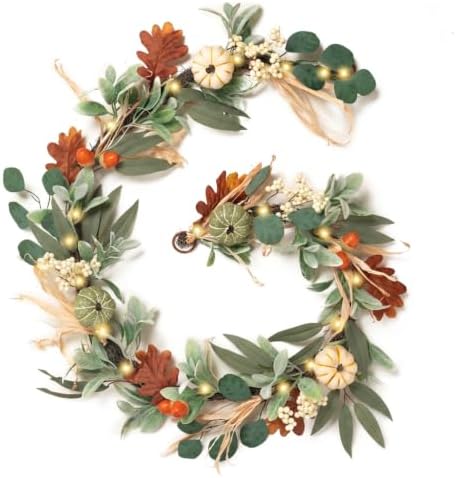 Valery Madelyn 6ft Fall Garland for Mantle with Pumpkins