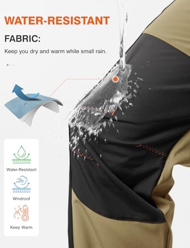 TBMPOY Men's Snow Ski Hiking Pants Waterproof Winter Fleece Lined Pants Camping Skiing Ice Fishing Pants with Belt