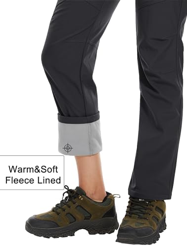 MAGCOMSEN Women's Fleece Lined Waterproof Insulated Snow Ski Pants Winter Warm Hiking Pants Outdoor Softshell
