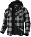 GEEK LIGHTING Men's Flannel Shirts Jacket Sherpa Lined Plaid Zipper Hoodie