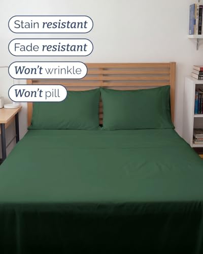 Full XL Sheets - 4 Piece Full XL Sheet Set - Soft & Cooling - Emerald Green