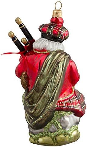 Miss Christmas 2026 Collection Santa Claus Blown Glass Christmas Tree Ornament (Scottish Santa with Bagpipe)