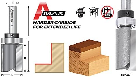 Amana Tool 45463-3TS Carbide Tipped Flush Trim Plunge Template Router Bit 3/4 Dia x 1 Inch x 1/2 Shank with Upper Ball Bearing 3 Flute