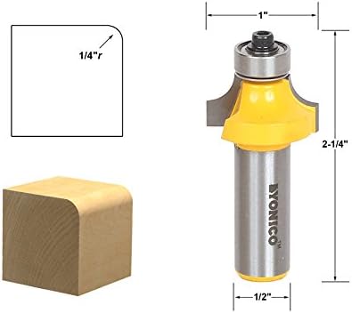 YONICO 13162 1/4-Inch Radius Round Over Edge Forming Router Bit 1/2-Inch Shank