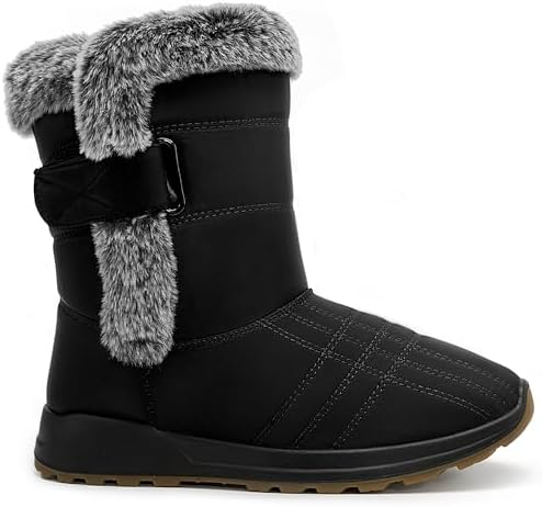 Winter Snow Boots for Women 2026: All-day Comfort Warm Fur Lined Mid Calf Hook Loop Waterproof Outdoor Shoes for Walking