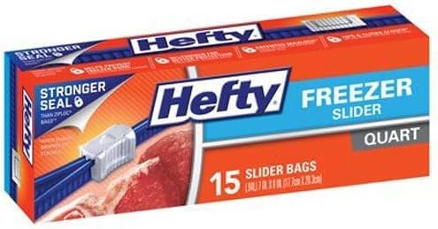 Hefty Freezer Slider Bags, Quart, 15 CT (Pack - 4)