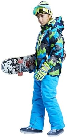 WOWULOVELY Big Boy's 2-Piece Colorblock Snow Pants and Jacket Snowsuit Ski Suit
