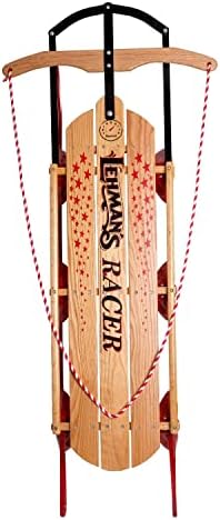 Lehman's Racer Amish Made Old Fashioned Solid Oak Steel Runner Sled