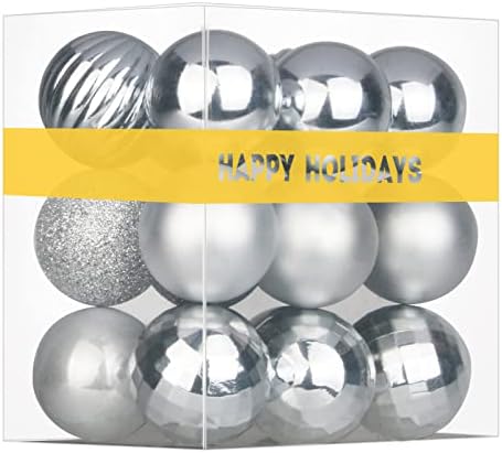 Silver 3.2" Large Christmas Balls - Christmas Tree Decoration Ornaments Shatterproof Hanging Balls for Birthday Halloween Holiday Wedding Decorations Set of 18pcs