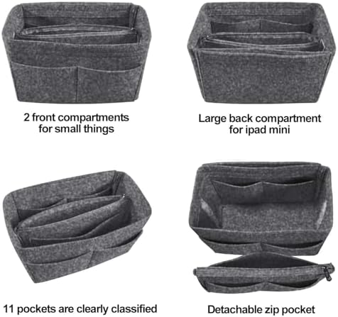OMYSTYLE Purse Organizer Insert, Felt Tote Bag Organizer Insert with 5 Sizes, Handbag Dividers for Inside Purse, Compatible with Longchamp, Neverful, Speedy and More