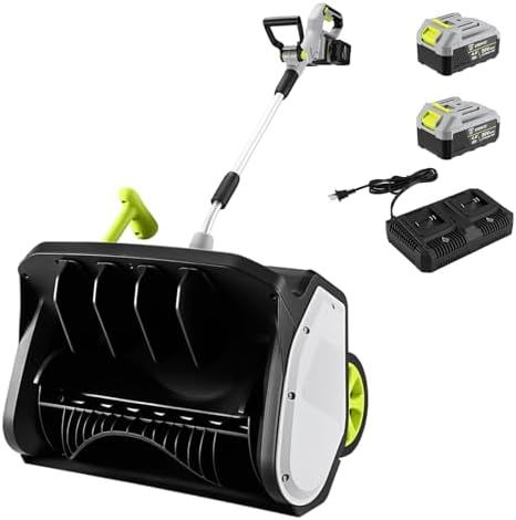 Cordless Snow Shovel: DEKOPRO 40V|17-Inch Cordless Snow Blower，Electric Snow Shove with Adjustable Chute, Lightweight Electric Snow Blower for Sidewalks & Stairs (2×20V Batteries) (Renewed)
