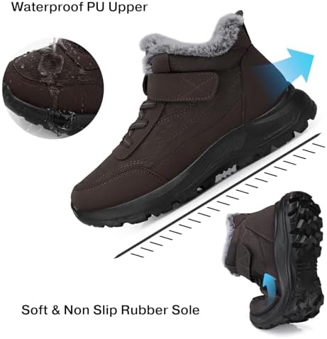 SHIBEVER Snow Boots Women Warm: Winter Fur Lined Ankle Booties