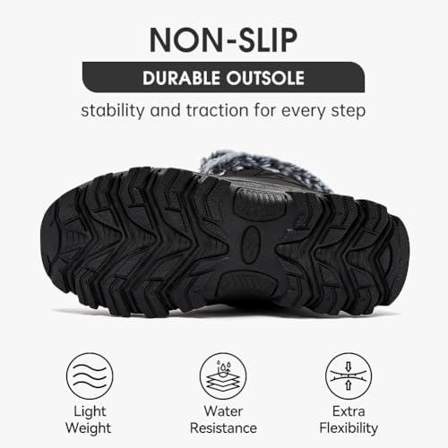 HOBIBEAR Womens Winter Boots Warm Faux Fur Lined Snow Boots Cold Weather Outdoor Shoes Water Resistant
