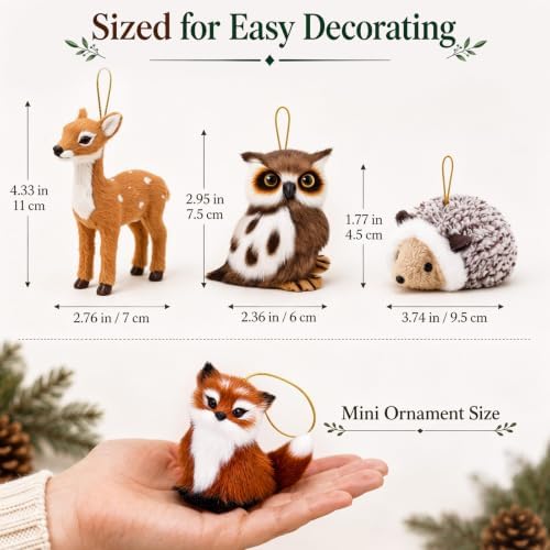 Skylety 20 Pcs Woodland Animal Plush Hanging Ornaments, Xmas Woodland