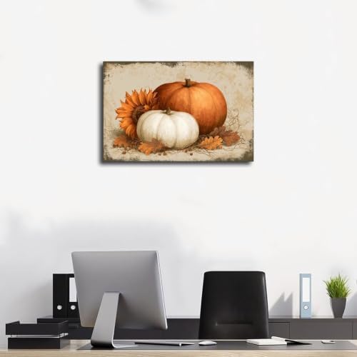 JDBeehpy Vintage Orange White Pumpkin Canvas Art Prints Unframed 8x12inch