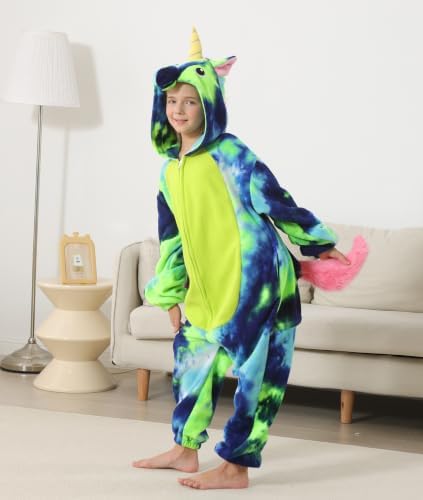 Animal Onesie Pajamas for Kids, Soft Flannel Halloween Cosplay Costume for Boys Girls