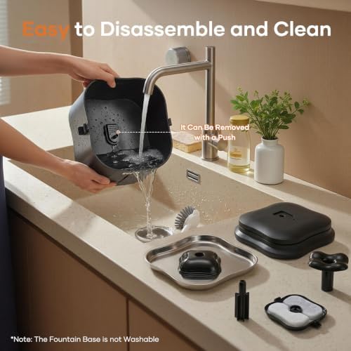EGFKI EG-9 Smart Cat Water Fountain, 3.6L/121oz Automatic Cat Fountain with APP Control & 2.4GHz WiFi, Smart Hydration Tracking & Alerts, 20dB Ultra Quiet, Stainless Steel Tray, Easy to Clean,Black