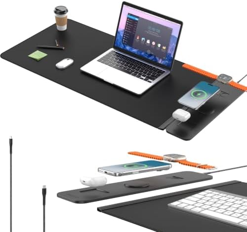 2nd Gen Wireless Charging Desk Mat, 3-in-1 Magnetic Mouse Pad