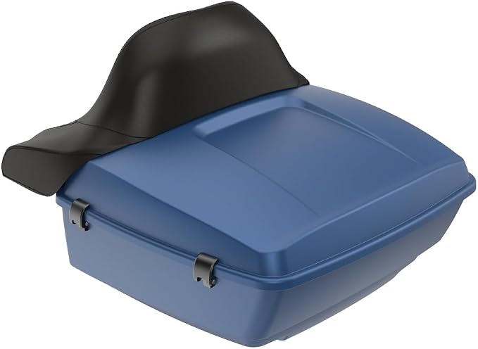 Advanblack Road Glide Tour Trunk Pack Legend Blue Denim King Tour Trunk Pack Luggage +Wrap-Around Backrest Pad for '97-'25 Harley Touring Road King Street Glide Electra Glide CVO models