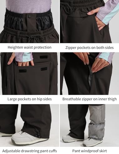 GSOU SNOW Mens Womens Snow Pants Baggy Snowboard Ski Pants 15K Waterproof
