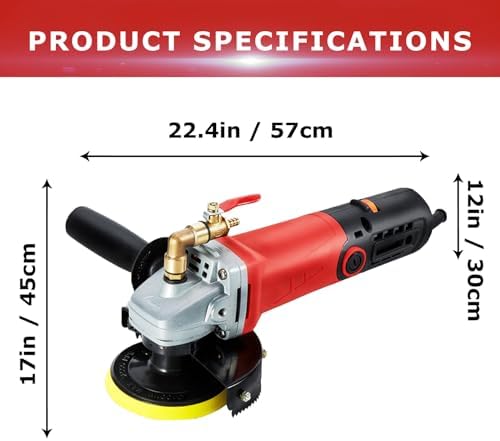 iMeshbean Wet Polisher, 860W/110V Variable Speed Low-Noise Buffing Machine with 4'' Diamond Polishing Pad, 3-Hole Water Distribution, Aluminum Body, Concrete, Stone, Marble, Tile