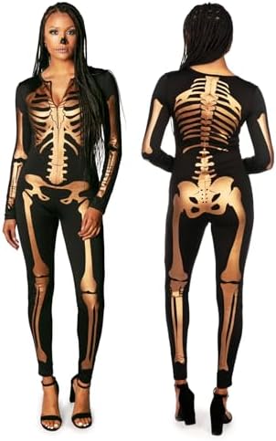Tipsy Elves Sexy Halloween Skeleton Bodysuit for Women - One Piece Costume