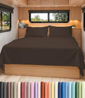 Short Queen Size 4 Piece Bed Sheet Set - RV Short Queen Sheets - Brown