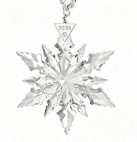 2026 Annual Christmas Ornaments Crystal Snowflake Star - Christmas Tree Ornaments Pendant Crystal Sun Catcher Home Hanging Decor (White 2026)