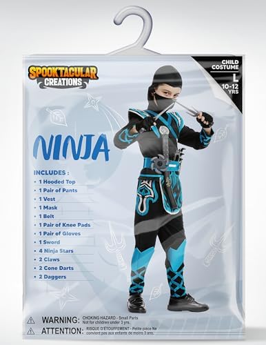 Spooktacular Creations Kids Ninja Costume, Child Boy Ninja Outfit Set, Halloween Costume for Toddler Themed Dress Up Party