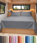 Short Queen Size 4 Piece Bed Sheet Set - RV Short Queen Sheets - Steel Blue