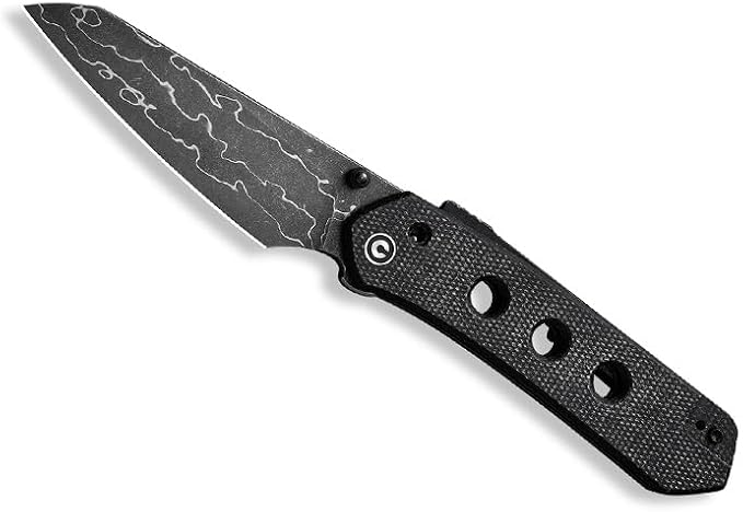 CIVIVI Vision FG Pocket Knife,3.54" Damascus Reverse Tanto Blade C22036-DS2 | Superlock Folding Knife with Micarta Handle, Reversible Ambidextrous Clip for EDC Camping Hiking