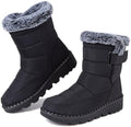 Womens Snow Boots Leather Winter Warm Boots Platform Ankle Booties