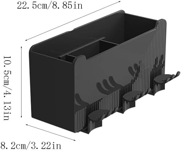 Toothbrush Rack Bathroom Wall-Mounted Toothbrush Holder Multifunctional Toothbrush Holder Black Toothbrush Storage Box Without Punching Bathroom Toothbrush Holder(S22.5cm)
